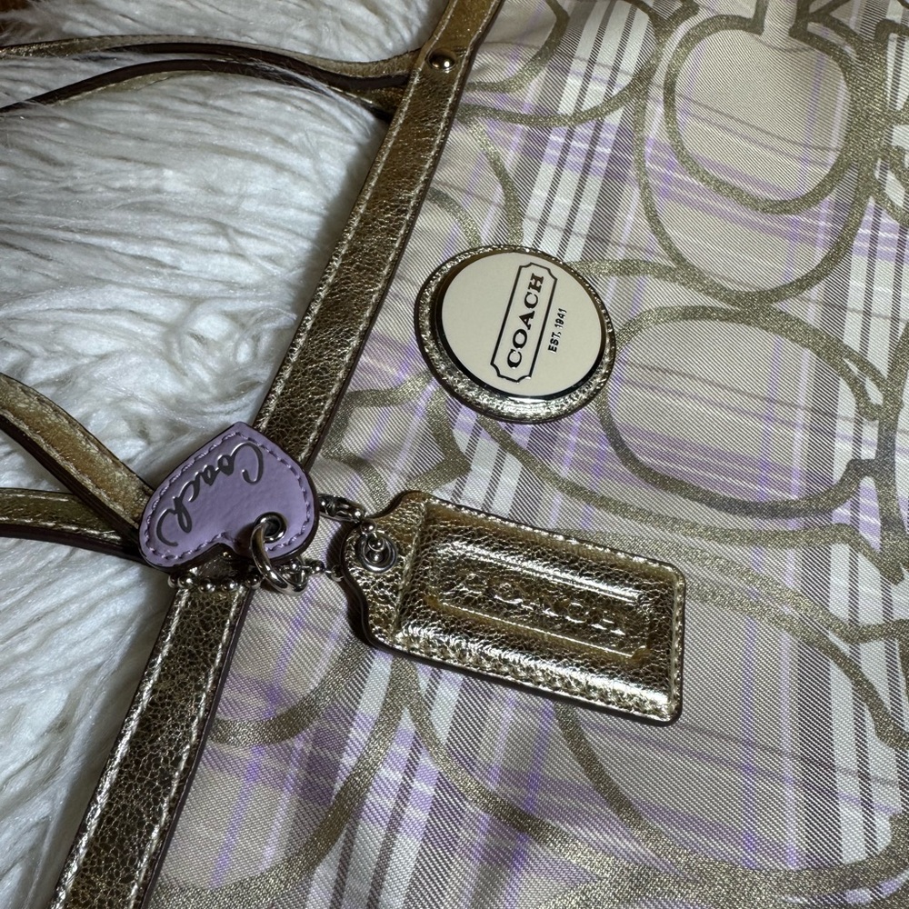 Coach F17474 Signature Multicolor Tartan Tote Shoulder Bag - Picture 7 of 14